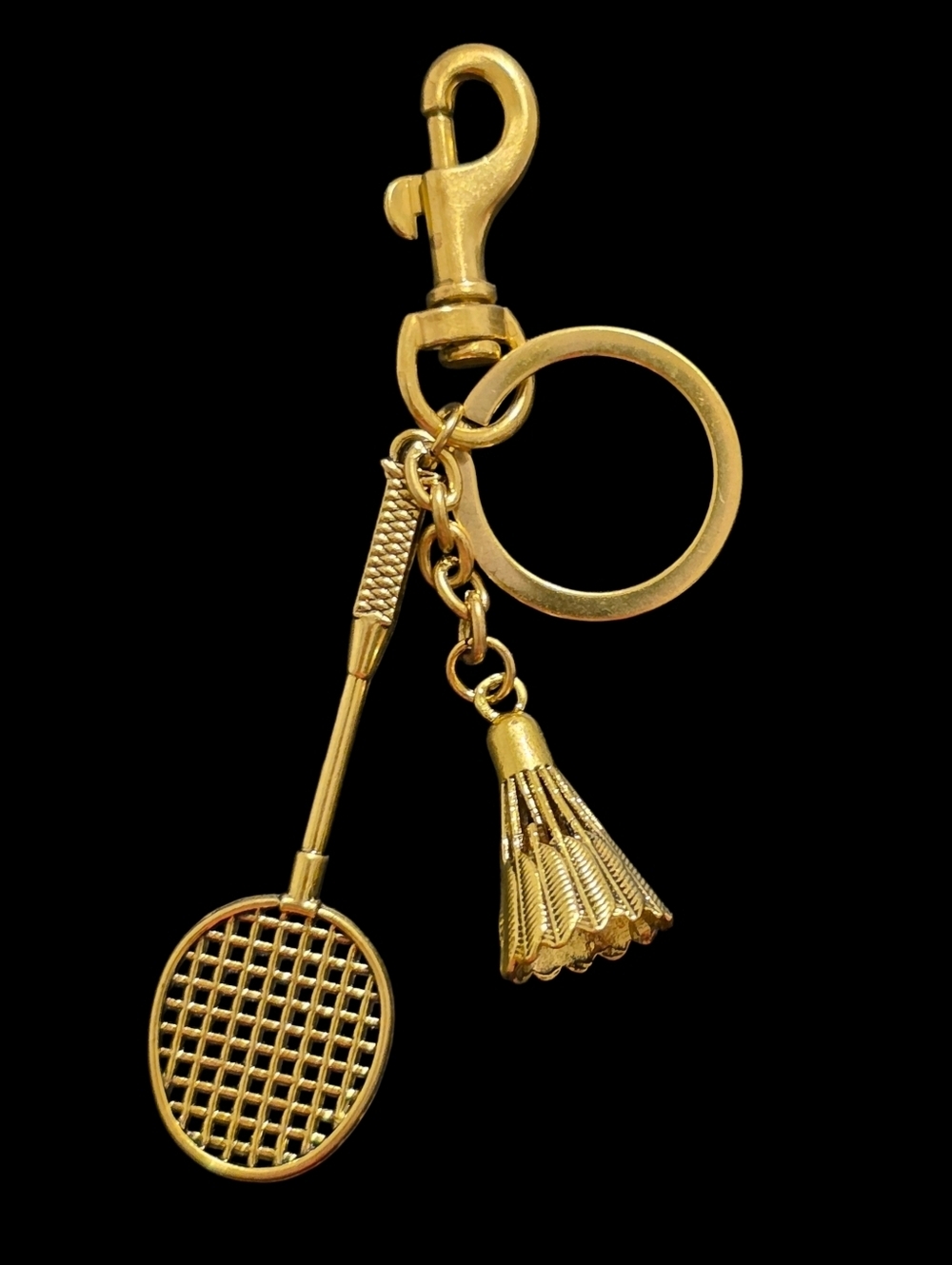 Gold Badmington Racket Bag Charm Keychain